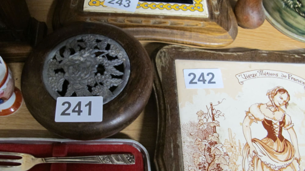 Lot 241: Decorative wooden and metal pot pourri pot