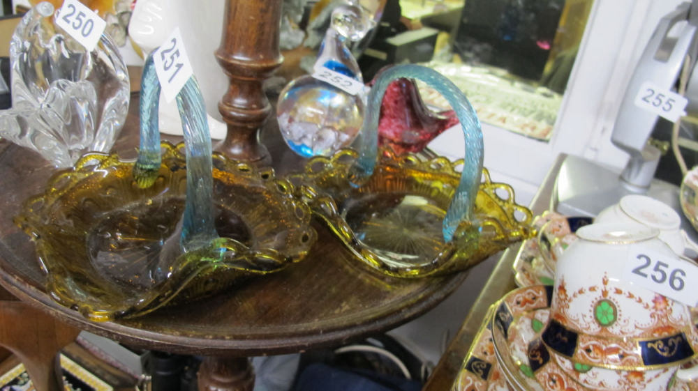 Lot 251: 2 blown glass baskets