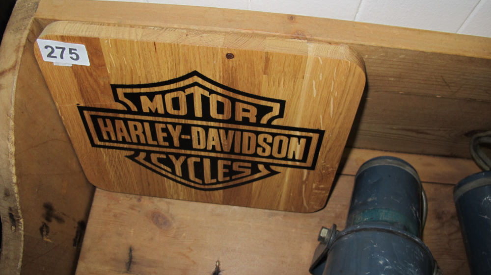 Lot 275: Harley Davison wooden sign