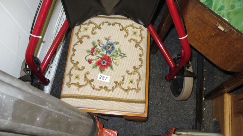 Lot 287: Needlepoint upholstered stool