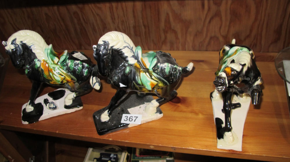 Lot 367: 3 Tang style horses af