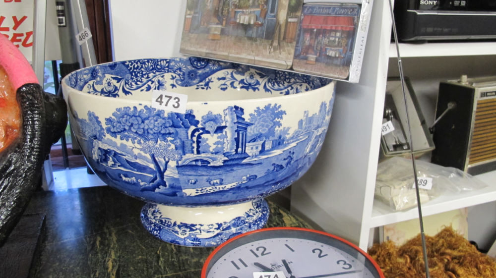 Lot 473: Absolutely huge Copeland Spode Italian pattern footed bowl.