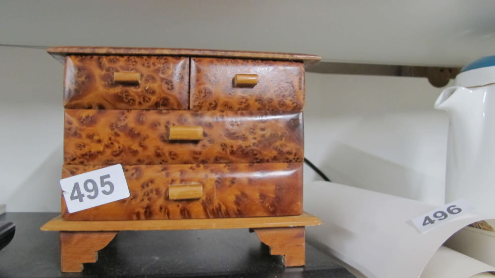 Lot 495: Burr wood Jewellery box
