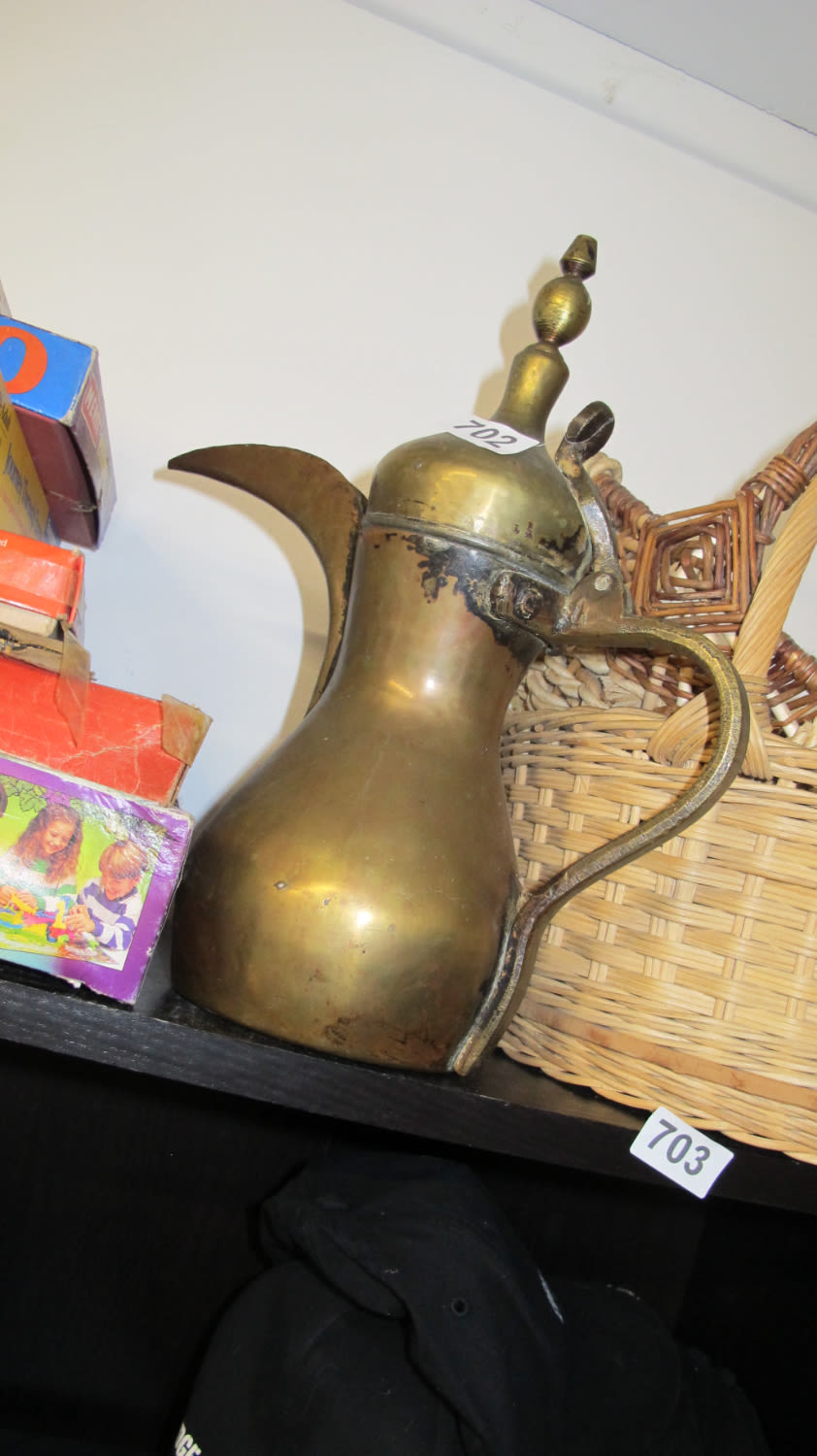 Lot 702: Brass Turkish coffee pot