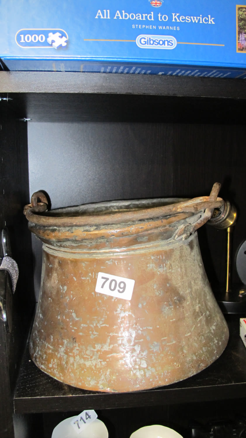 Lot 709: Antique copper pail