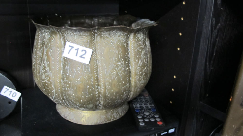 Lot 712: Antique Anglo-Indian brass planter