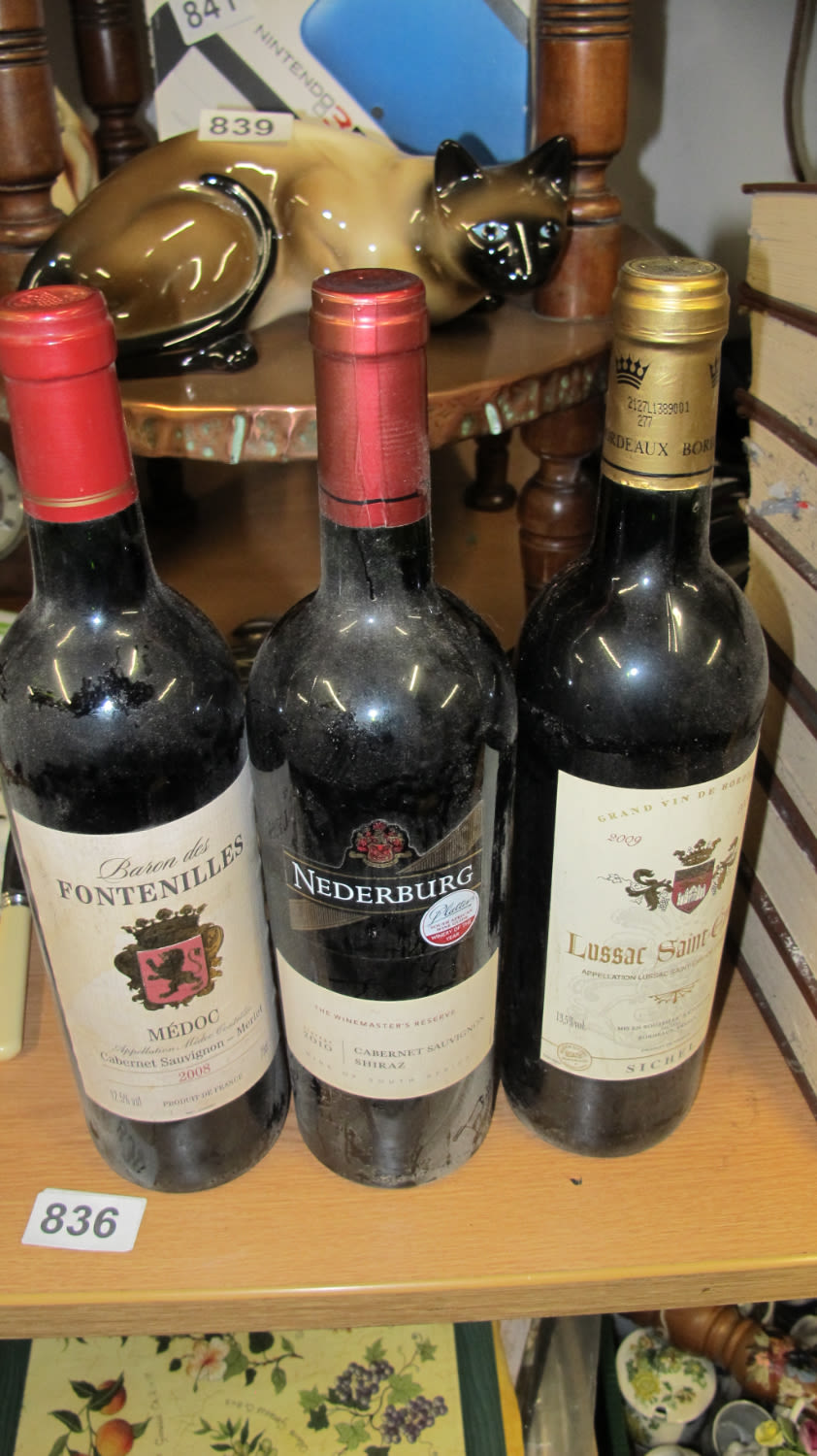 Lot 836: 3 bottles of wine