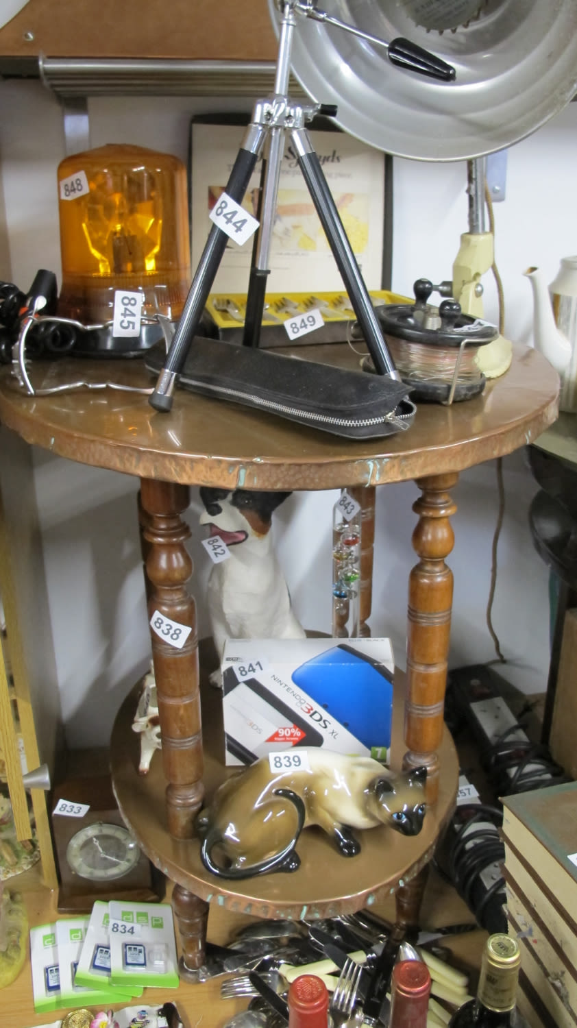 Lot 838: Copper and wood table