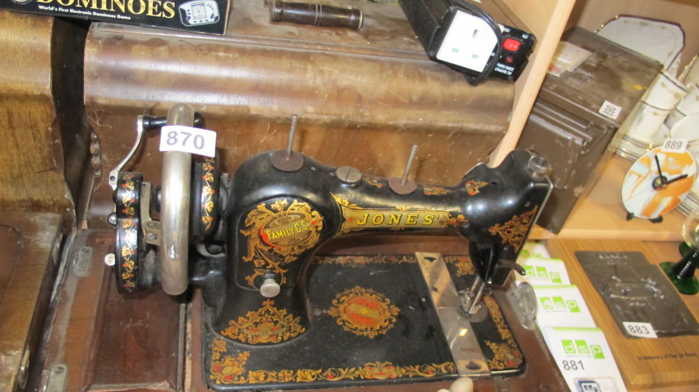 Lot 870: Vintage Jones sewing machine