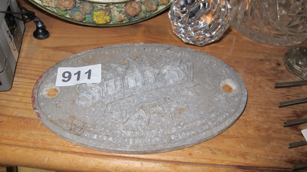 Lot 911: Sunray metal plaque