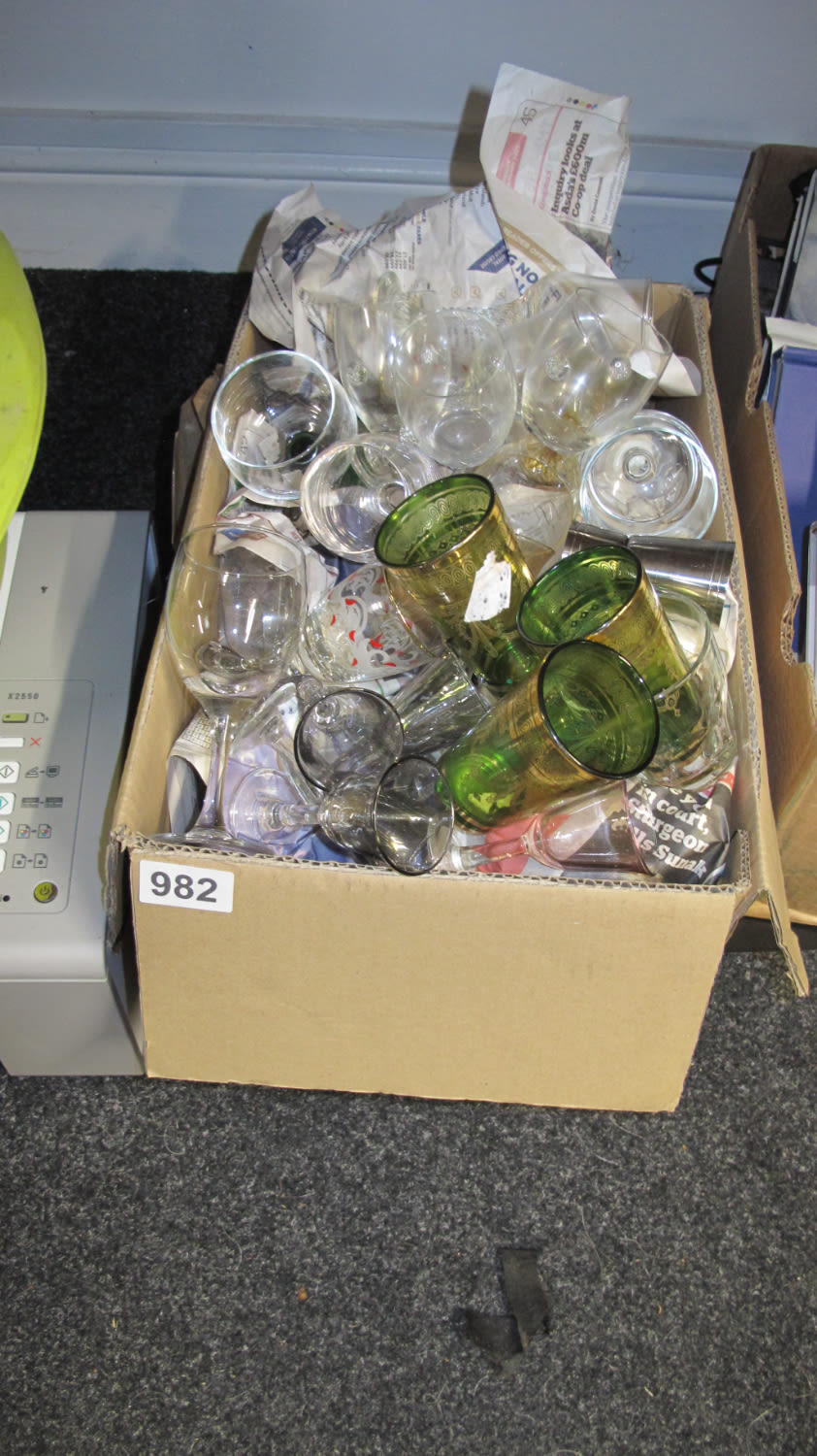 Lot 982: A box of glasses