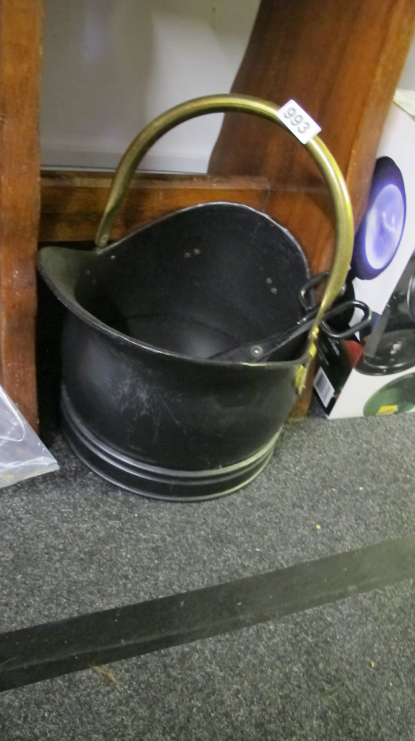 Lot 993: Coal bucket and tongs
