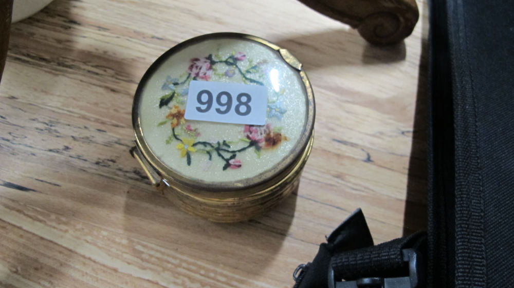 Lot 998: Needlepoint trinket pot