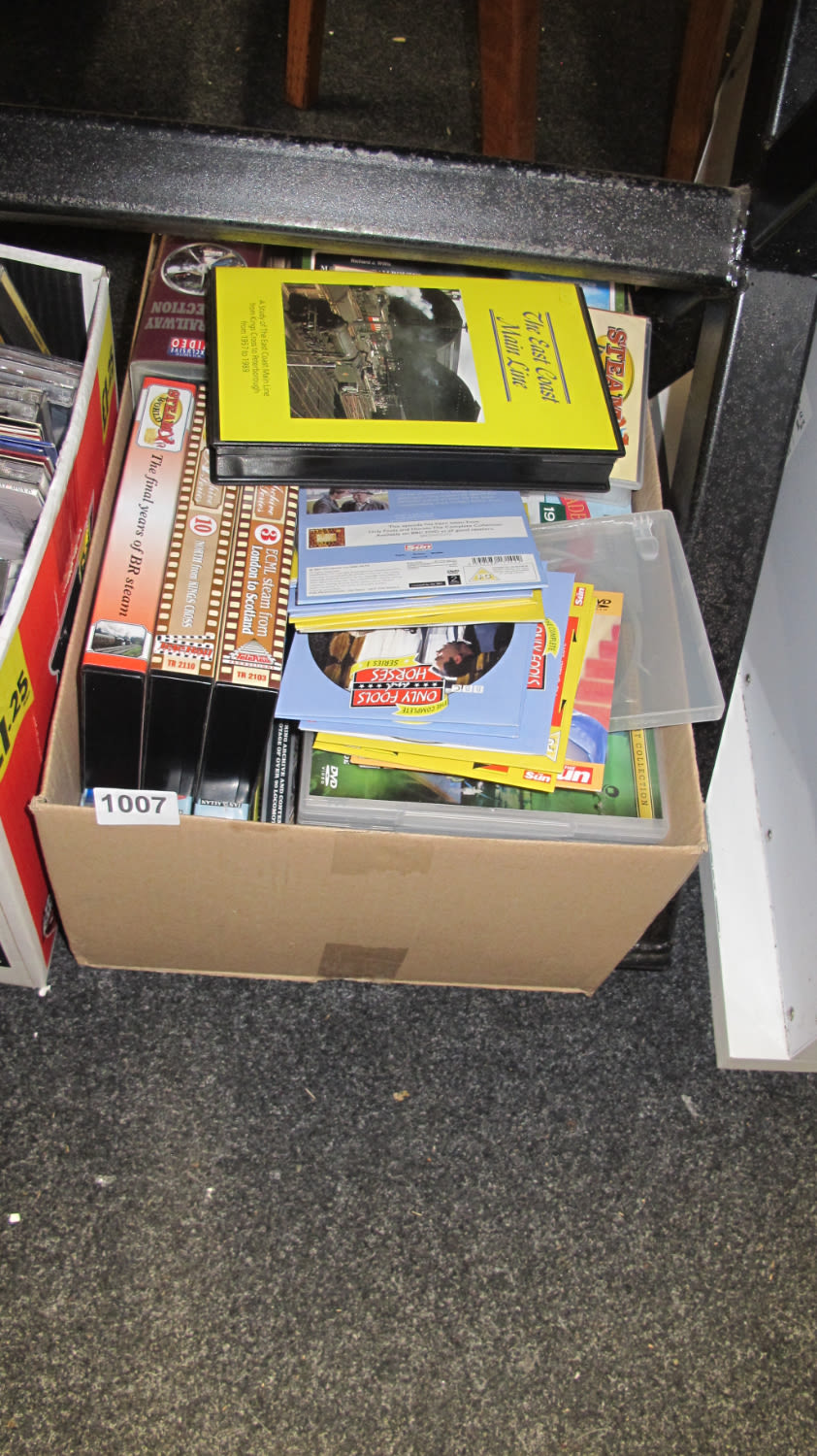 Lot 1007: Box of VHS and DVD's related to steam...