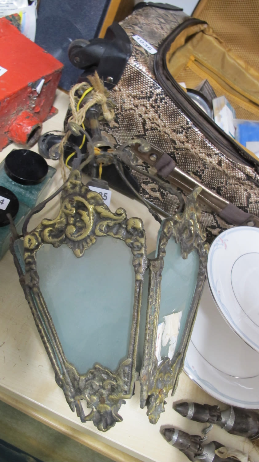 Lot 1035: Old brass ceiling light