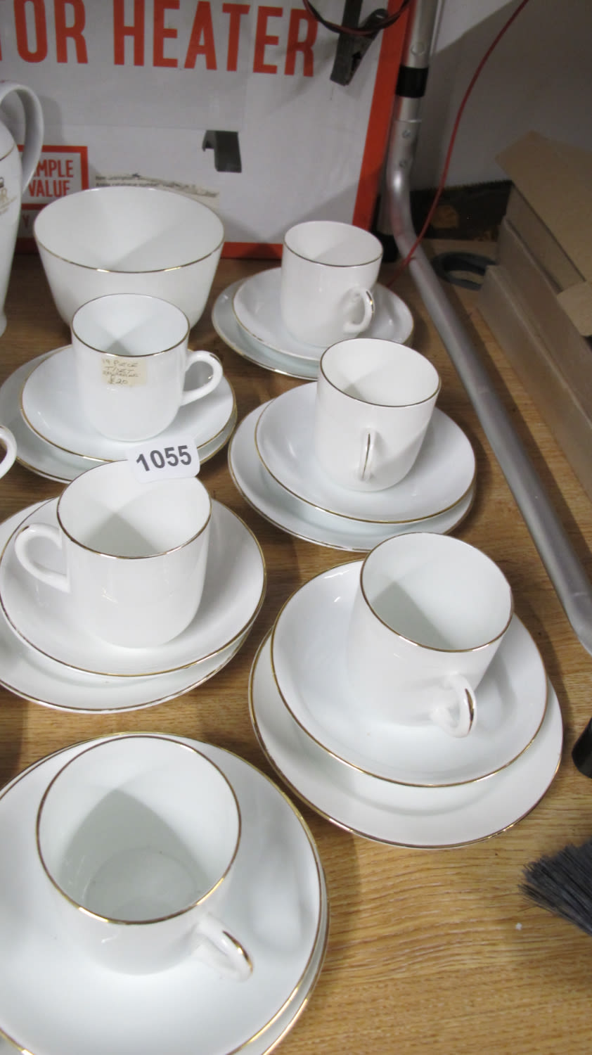 Lot 1055: Gold rimmed tea service