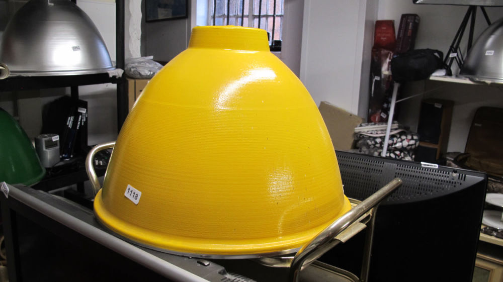 Lot 1118: Yellow and silver extra large Industrial style light...