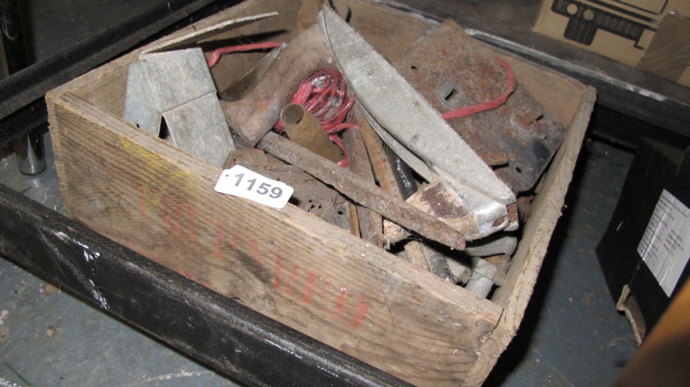 Lot 1159: Box of misc tools in a vintage wooden...