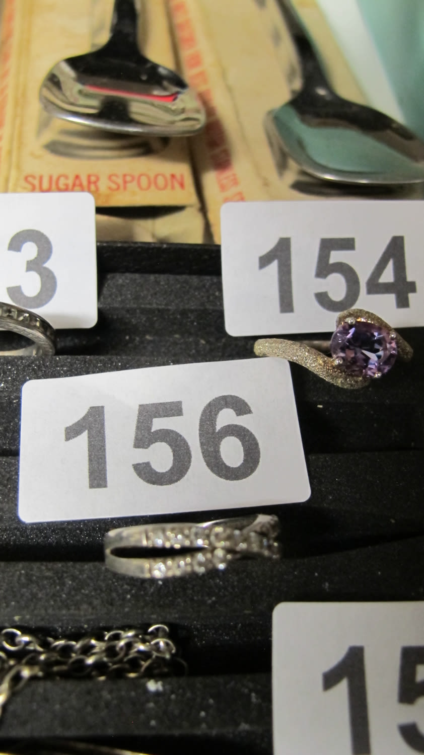 Lot 156: Silver 925 stamped gem set ring