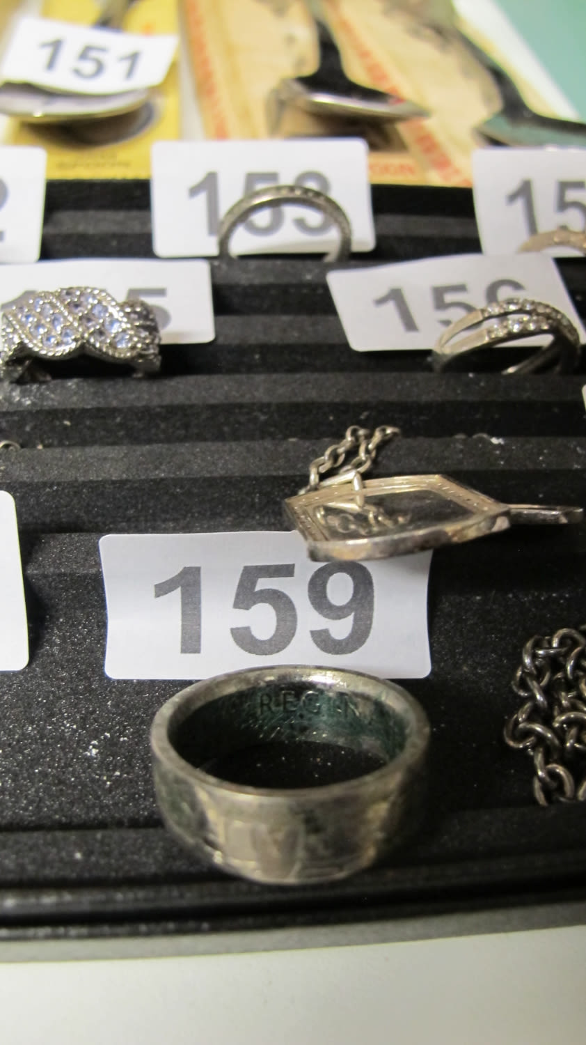 Lot 159: Silver coin ring made from a crown