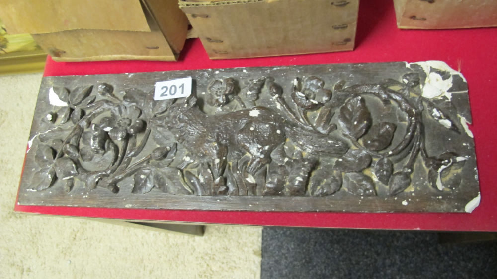 Lot 201: Decorative plaster panel of a fox on the...