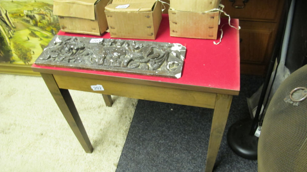 Lot 202: Formica topped Piano stool