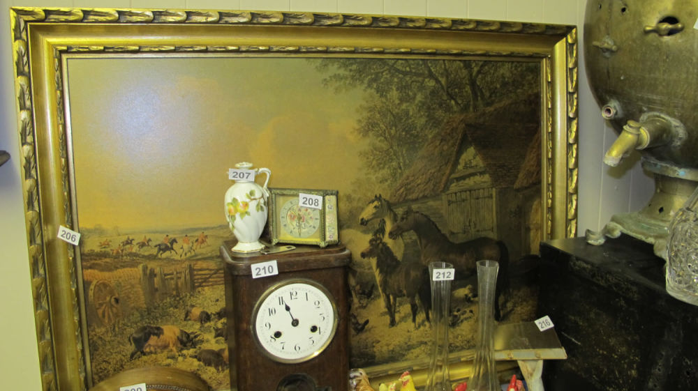 Lot 206: Framed picture of some neigh-neighs lording it over...