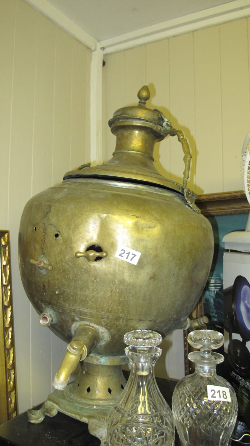 Lot 217: An immense brass samovar/water heater