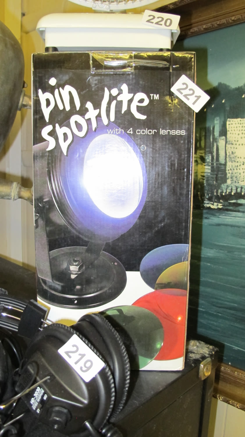Lot 221: Pin spotlite with coloured lenses