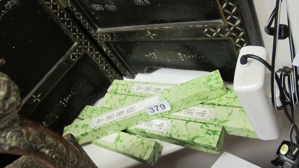 Lot 379: hand painted Chinese fans