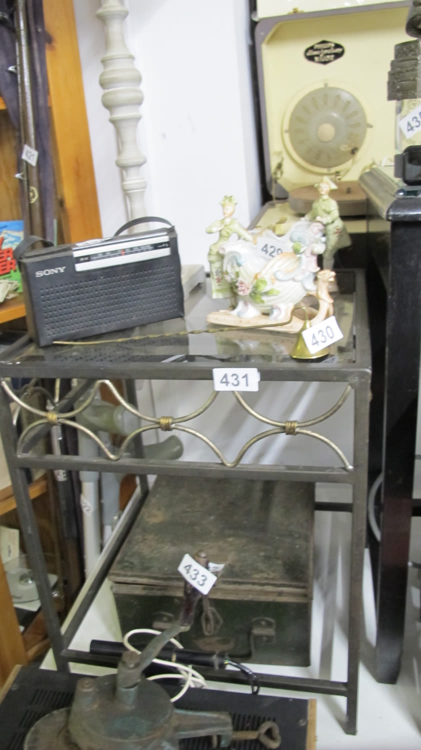 Lot 431: glass and metal table