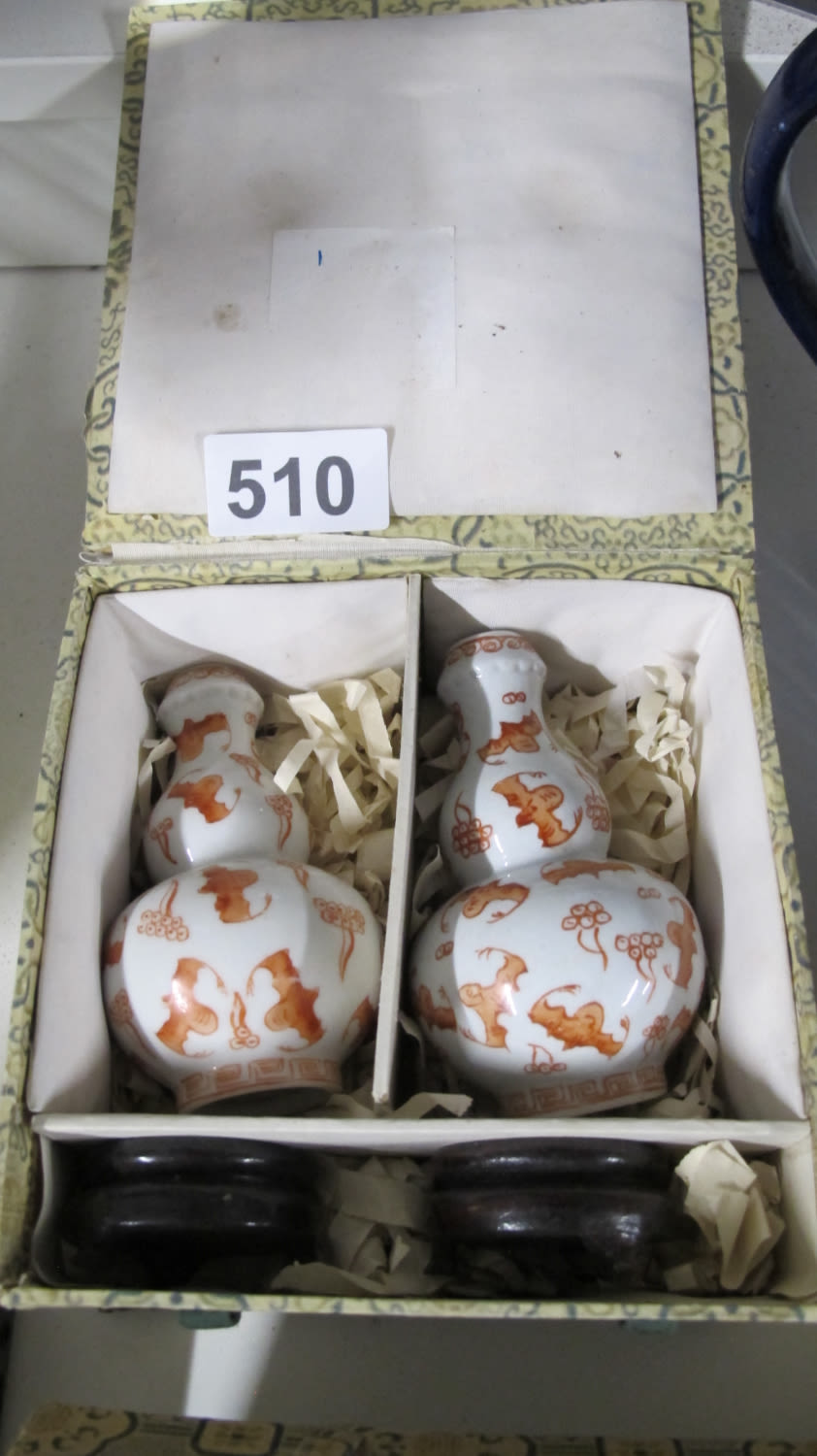 Lot 510: 2 Double gourd vases with stands