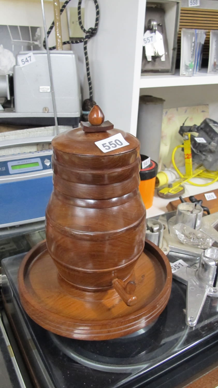 Lot 550: Wooden hand made barrel /vessel