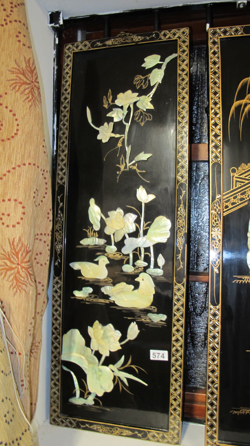 Lot 574: Decorative Chinese wall panel