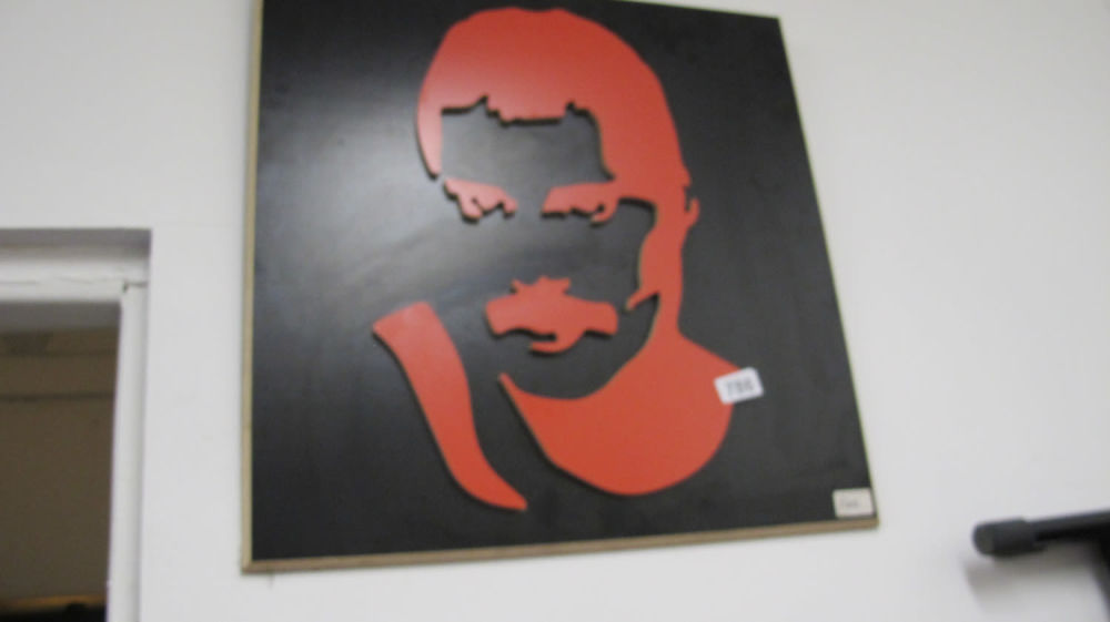 Lot 786: Wood wall art of President CLinton