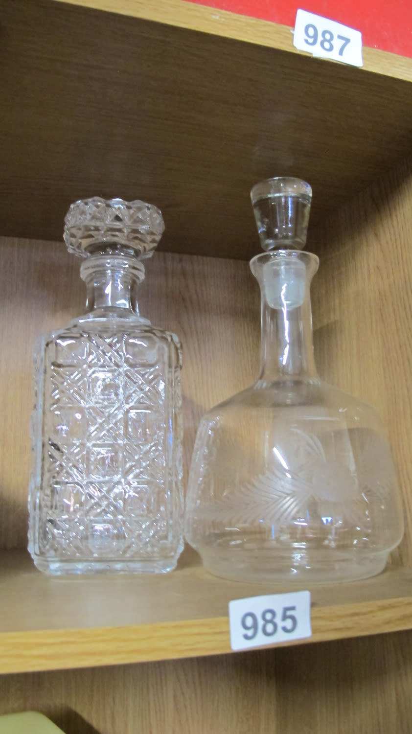 Lot 985: 2 glass decanters