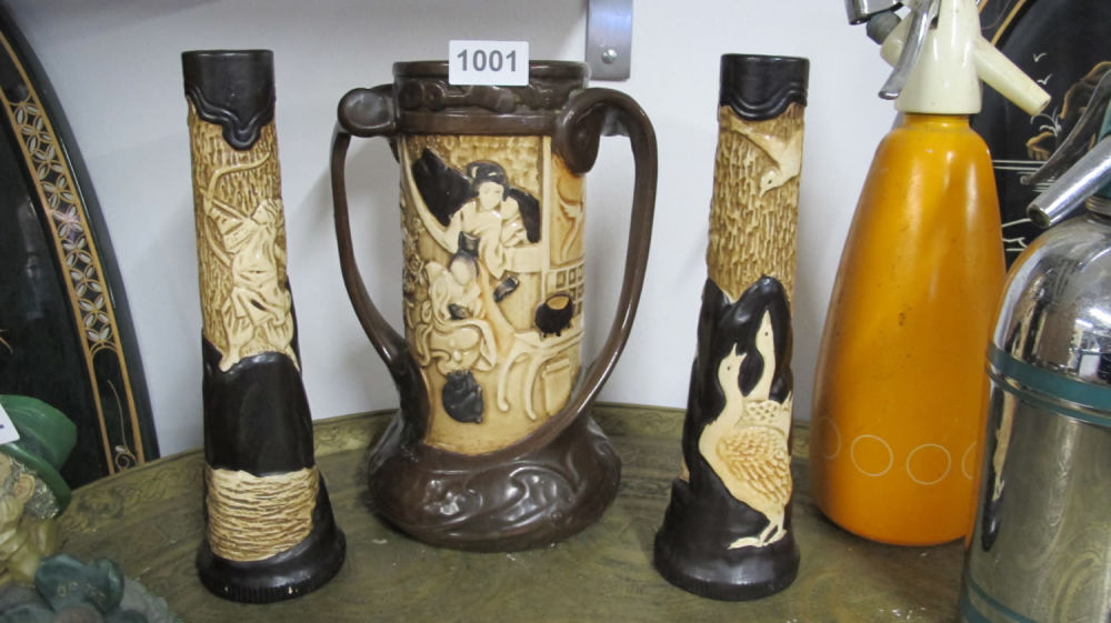 Lot 1001: Bretby pottery vases