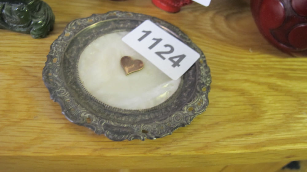 Lot 1124: metal and mother of pearl pin dish