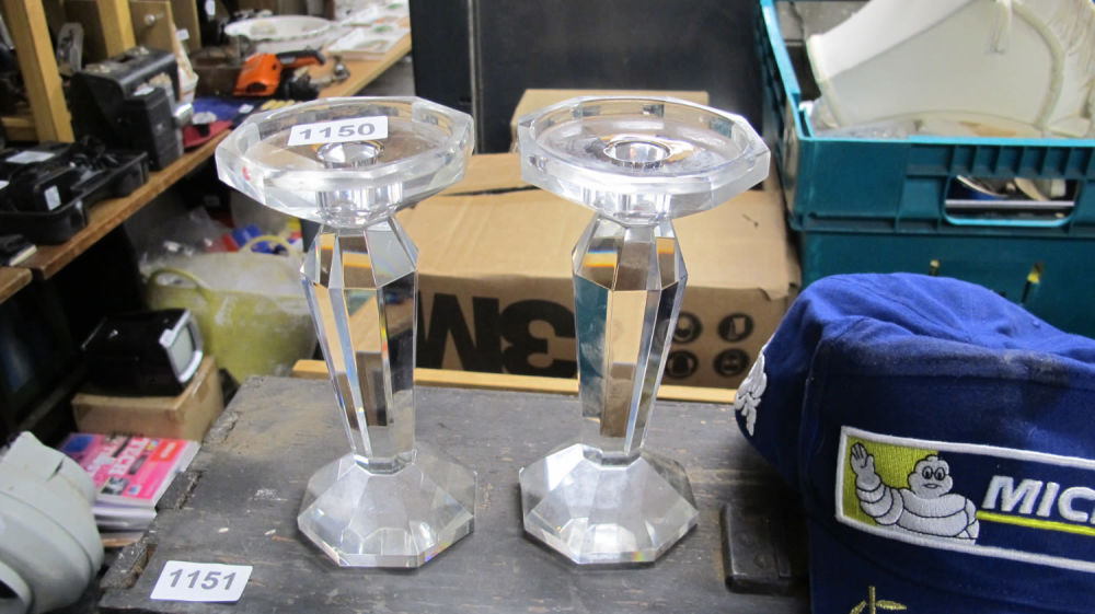 Lot 1150: glass candle sticks