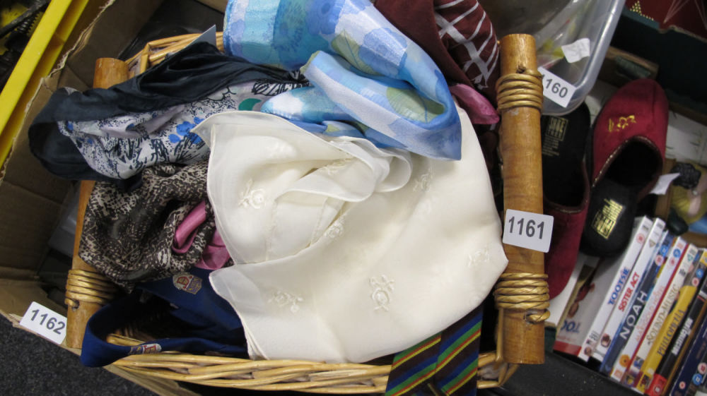 Lot 1161: basket of scarves