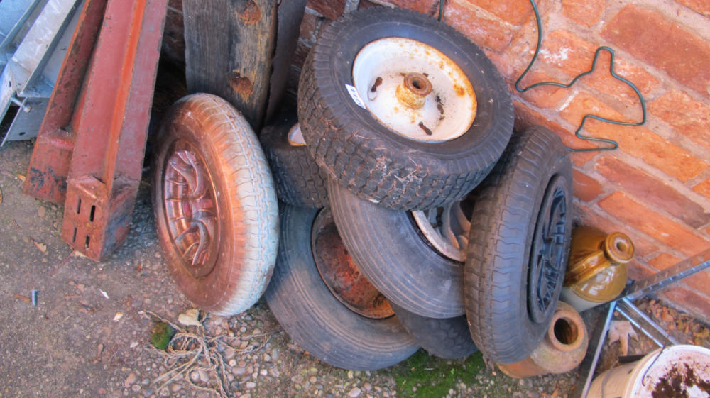Lot 1170: wheel barrow wheels