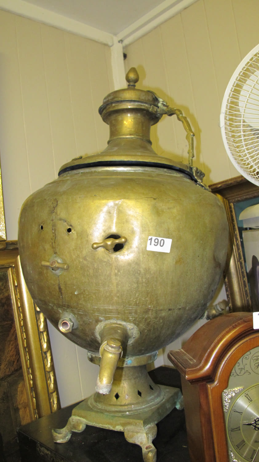 Lot 190: Immense antique brass samovar