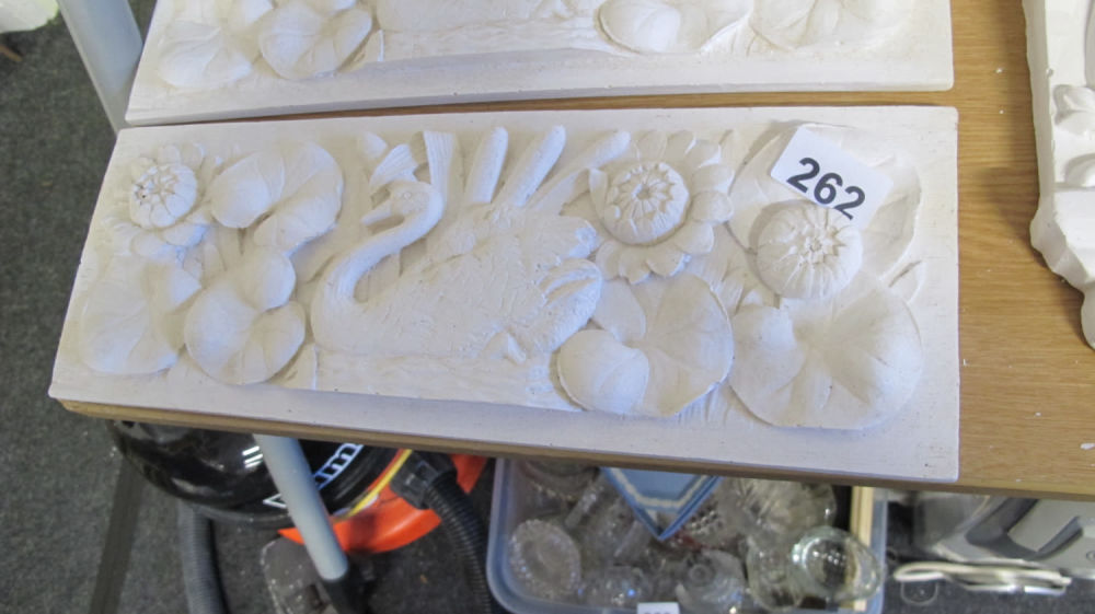 Lot 262: A decorative plaster moulding Panel over swan dimensions...