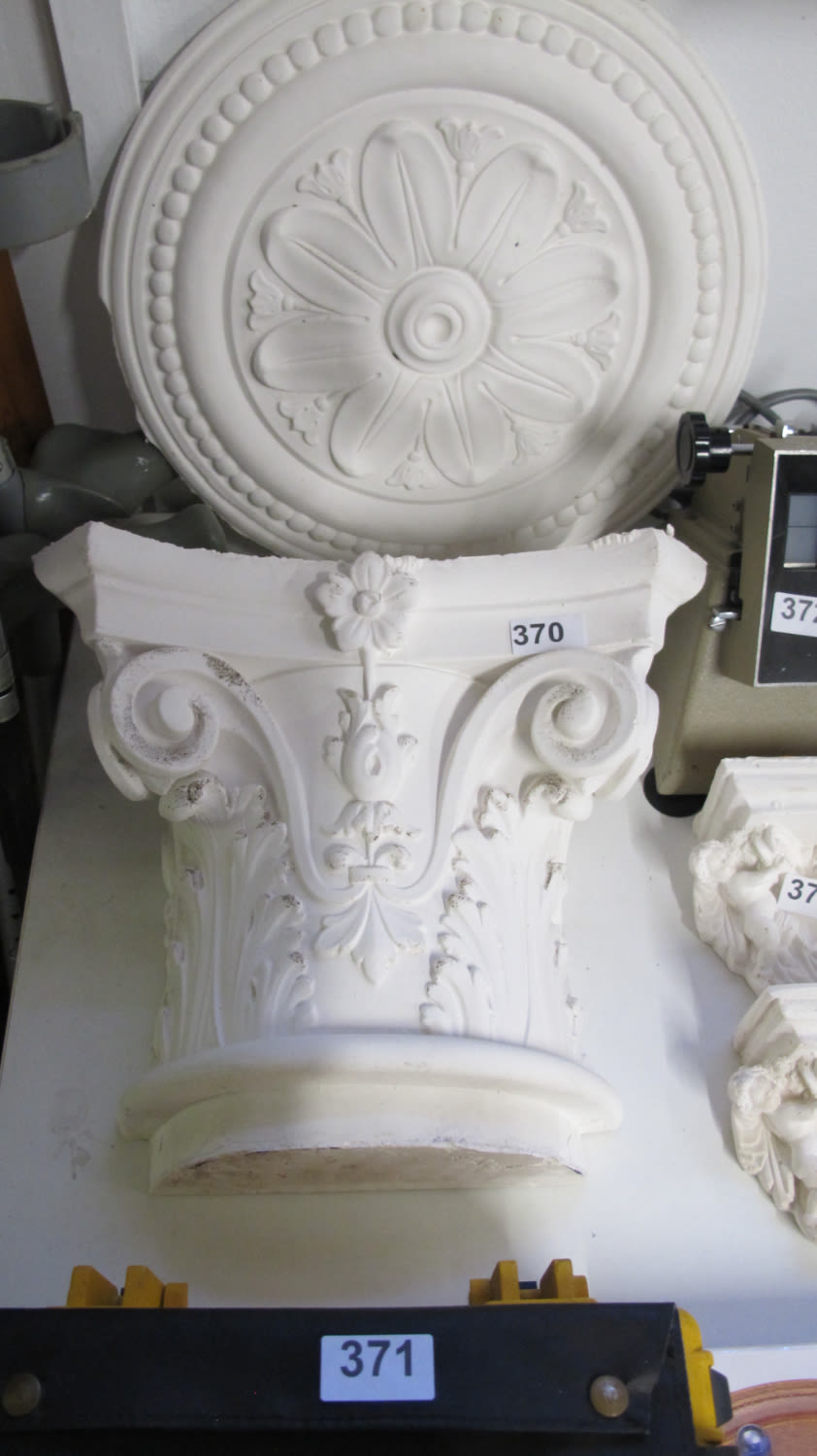 Lot 370: A large plaster ornate pillar top Measuring 30...