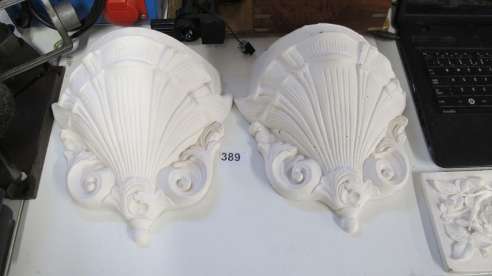 Lot 389: A pair of beautiful plaster corbels with dimensions...
