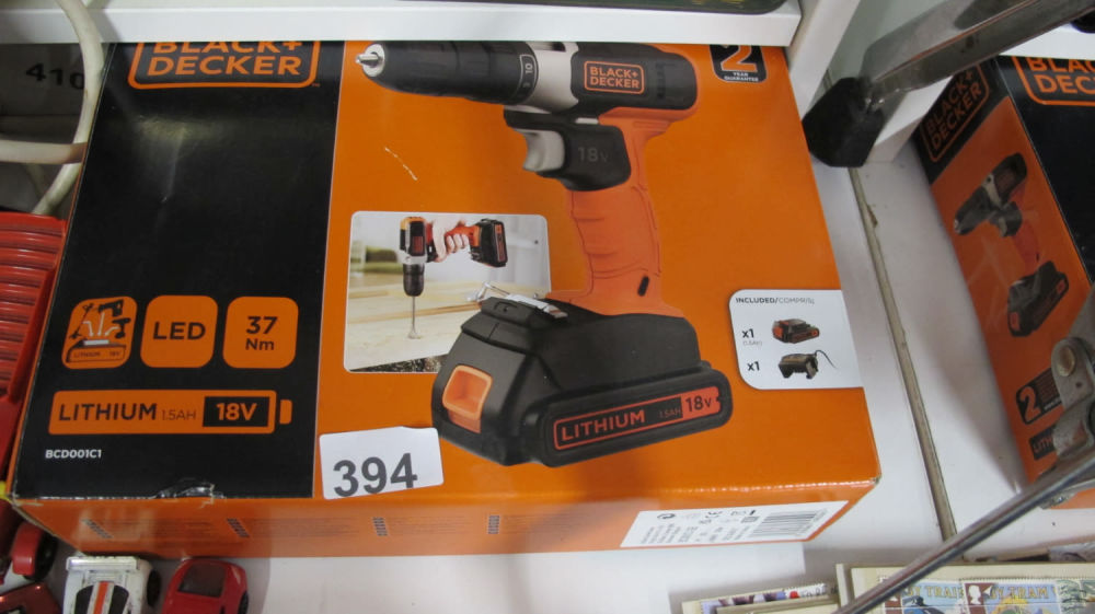 Lot 394: Black and Decker battery drill