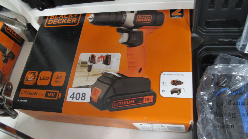 Lot 408: Black and Decker battery drill