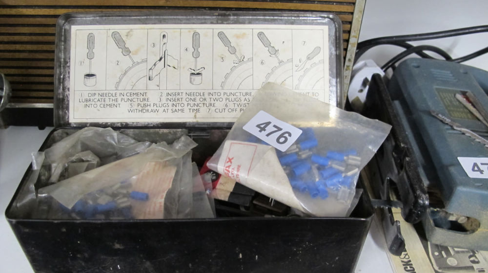 Lot 476: Metal box and contents