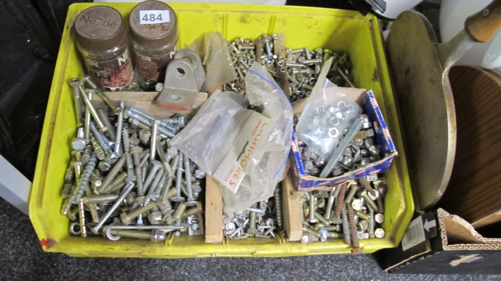 Lot 484: Tub of misc. bolts, screws etc