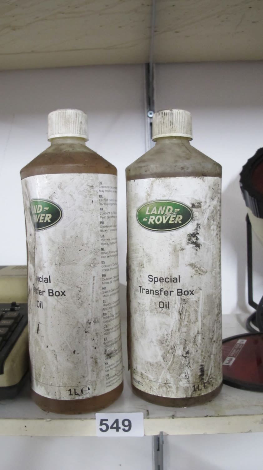 Lot 549: 2 bottles of Landrover special transfer box oil